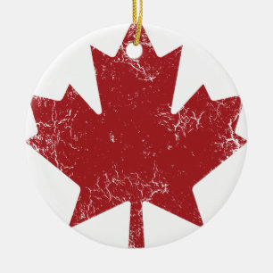 Ornamento De Cerâmica Folha de Maple Canadiana (em aflição)