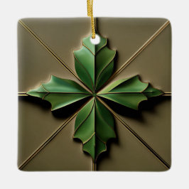 Ornamento De Cerâmica Folha de Poinsettia Art Déco