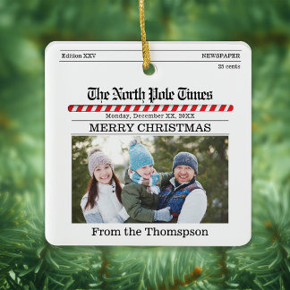 Ornamento De Cerâmica Folha de Típica de Foto Feliz de Natal