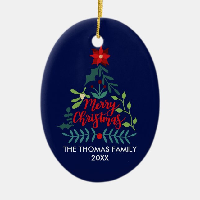 Ornamento De Cerâmica Folhagem de Natal (Frente)