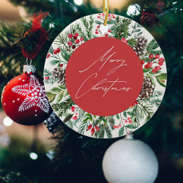 Ornamento De Cerâmica Folhagem de Natal Elegante