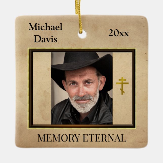 Ornamento De Cerâmica Folhagem de outono Ortodoxo Funerário Cristão (Frente)