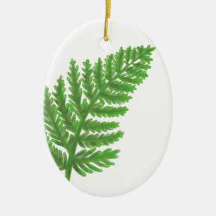 Ornamento De Cerâmica Folhas de madeira de corante-d-água verde Elegante