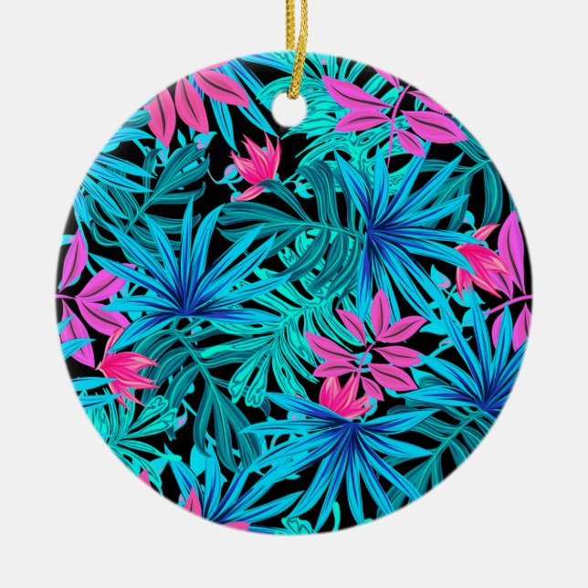 Ornamento De Cerâmica Folhas tropicais (Frente)