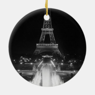 Ornamento De Cerâmica Fonte de Paris vintage Torre Eiffel noite
