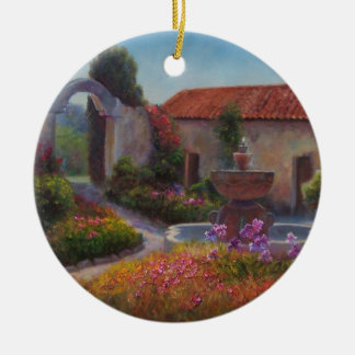 Ornamento De Cerâmica Fonte e jardim na missão de Carmel