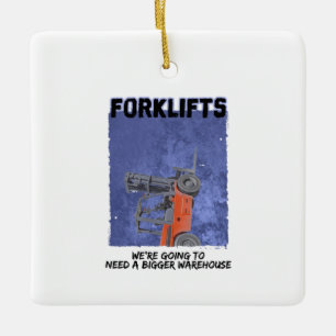 Ornamento De Cerâmica Forklifts Parody