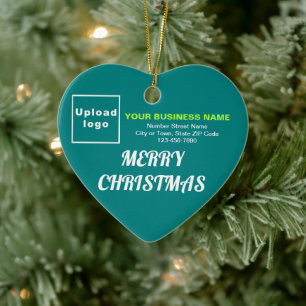 Ornamento De Cerâmica Forma de Coração Verde Teal de Natal Comercial