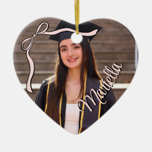 Ornamento De Cerâmica Formanda Coquete Laço Rosa Ano da Turma de Formatu