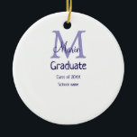 Ornamento De Cerâmica Formando adicione nome monograma roxo simples m<br><div class="desc">design</div>