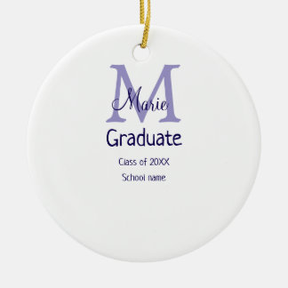 Ornamento De Cerâmica Formando adicione nome monograma roxo simples m