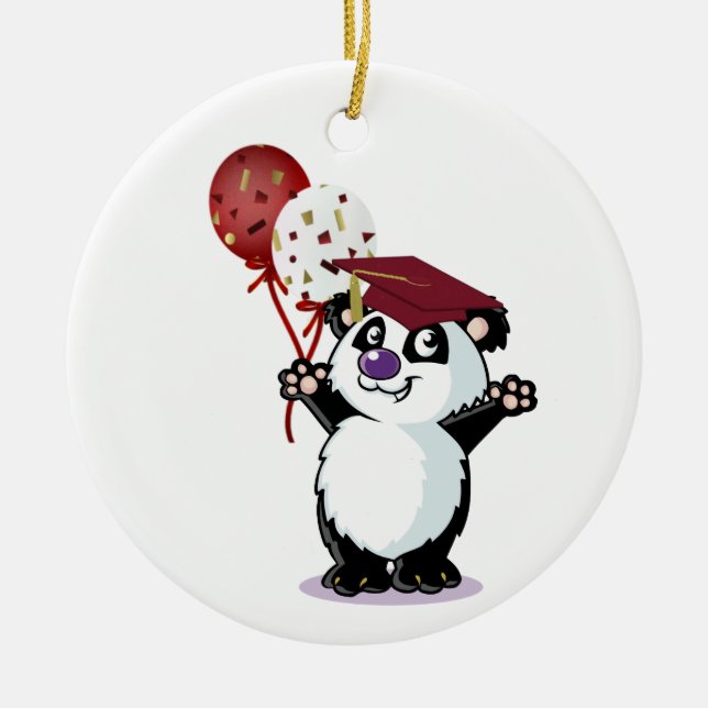 Ornamento De Cerâmica Formando feliz do urso de panda (Frente)