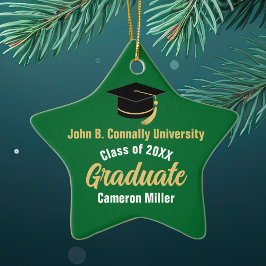 Ornamento De Cerâmica Formando Verde Personalizado Estrela de Graduação 