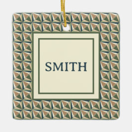 Ornamento De Cerâmica Formas de diamante em tons neutrais