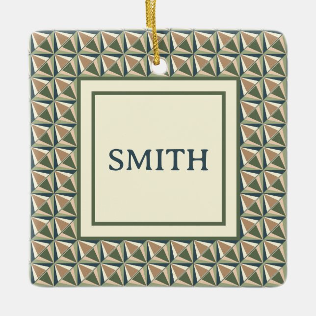 Ornamento De Cerâmica Formas de diamante em tons neutrais (Frente)