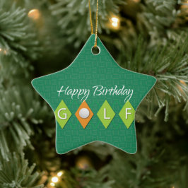 Ornamento De Cerâmica Formas de Diamante Verde de Aniversário de Golfe
