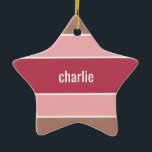 Ornamento De Cerâmica Formatação de nome personalizado do padrão de stri<br><div class="desc">Altere o campo de texto para o que deseja. Você também pode alterar a fonte e seu tamanho e cor usando a função "Personalizar",  bem como adicionar mais campos de texto,  se desejar. Veja na minha loja mais itens com este design e opções de cores.</div>