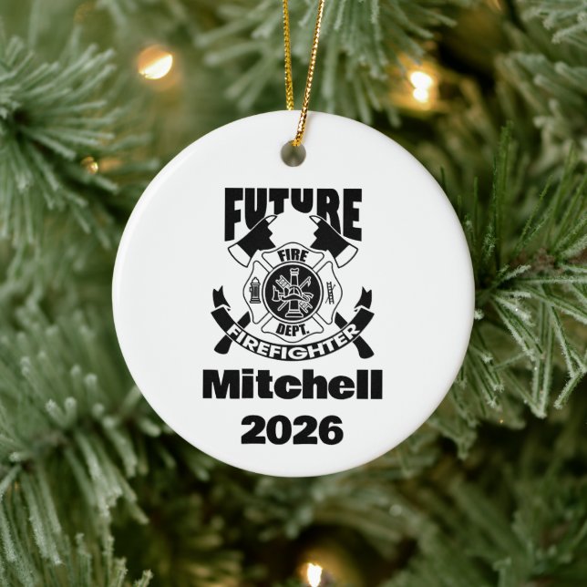 Ornamento De Cerâmica Formatura de Futuro Bombeiro (Árvore)