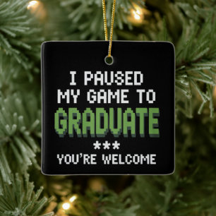 Ornamento De Cerâmica Formatura de Gamer Diplomado Engraçado 2025