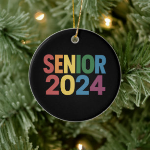 Ornamento De Cerâmica Formatura LGBT Sênior Orgulho Arco-íris 2024