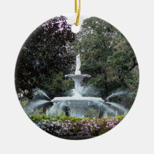 Ornamento De Cerâmica Forsyth Park Fountain Collectible Holiday Ornament