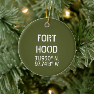 Ornamento De Cerâmica Fort Hood Latitude Longitude Personalizada