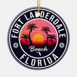 Ornamento De Cerâmica Fort Lauderdale Beach Retro Sunset 60s
