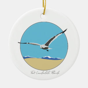 Ornamento De Cerâmica Fort Lauderdale Florida Sea Gull sobre Praia