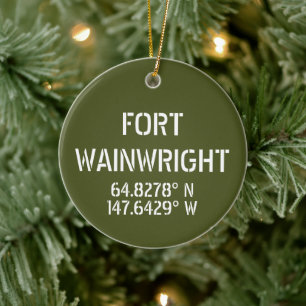 Ornamento De Cerâmica Fort Wainwright Latitude Longitude Personalizada