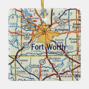 Ornamento De Cerâmica Fort Worth Texas Vintage Map