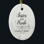 Ornamento De Cerâmica Fosco Pines Irmã Russa da Citação da Noiva<br><div class="desc">Fosco Pinheiros Brancos Rústicos Cordilheiras Brancas Neves Design de Inverno com Pinheiros Pintados à Mão, Fundo de Textura de Papel Aquoso, Cinzas Brancas e paleta de cores preta. Perfeito para um casamento no inverno, ou um lugar ao ar livre com fontes modernas de script de pincel chic, e um simples...</div>