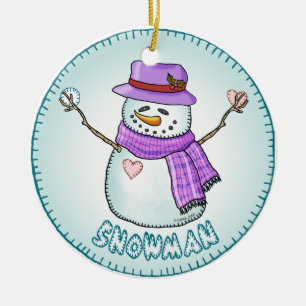 Ornamento De Cerâmica Fosco Snowman