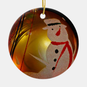 Ornamento De Cerâmica Fosco Snowman Ornament