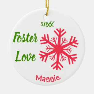 Ornamento De Cerâmica Foster Love - Adoção de Flocos de Neve Rosa Person