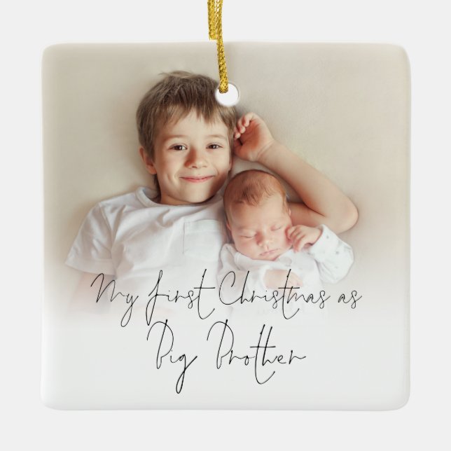 Ornamento De Cerâmica Foto Ano Primeiro Natal Grande Irmão Cerami (Frente)