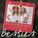 Ornamento De Cerâmica Foto BFF dos Melhores Amigos do Chic Moderno<br><div class="desc">Design é composto por tipografia divertida e divertida com fontes sans serif e serif. Adicionar uma foto personalizada.</div>
