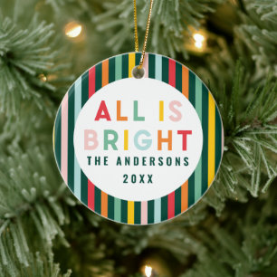 Ornamento De Cerâmica Foto brilhante e colorida da família de Natal mode