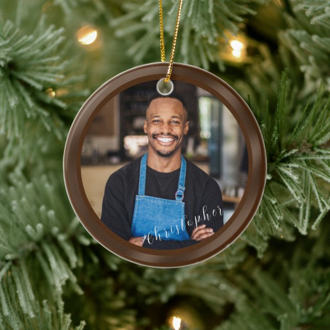 Ornamento De Cerâmica Foto Brown minimalista (Árvore)