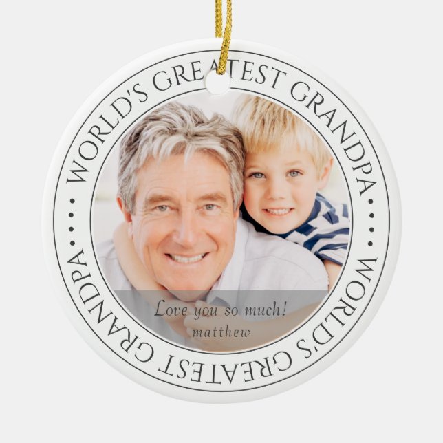 Ornamento De Cerâmica Foto Clássica Moderna do Maior Avô do Mundo (Frente)