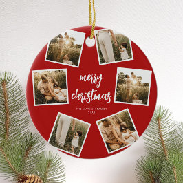 Ornamento De Cerâmica Foto Colagem Feliz Natal