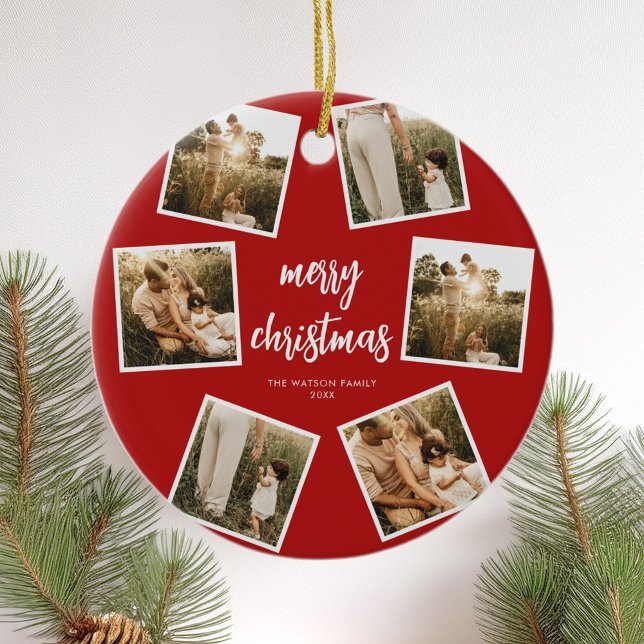 Ornamento De Cerâmica Foto Colagem Feliz Natal (Criador carregado)