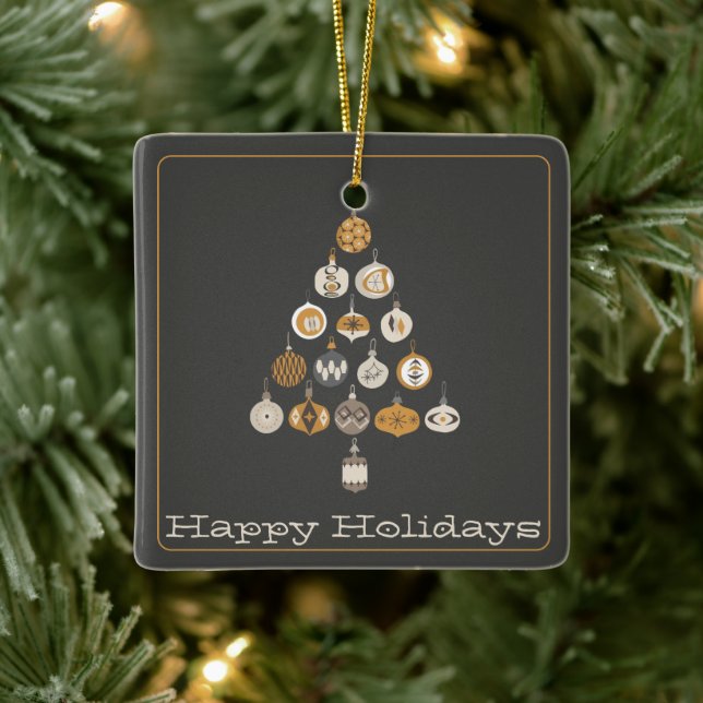 Ornamento De Cerâmica Foto da Árvore de Natal Retroativa (Árvore)