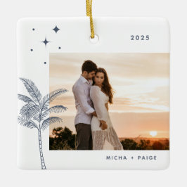 Ornamento De Cerâmica Foto da árvore de palma da praia bohemiana