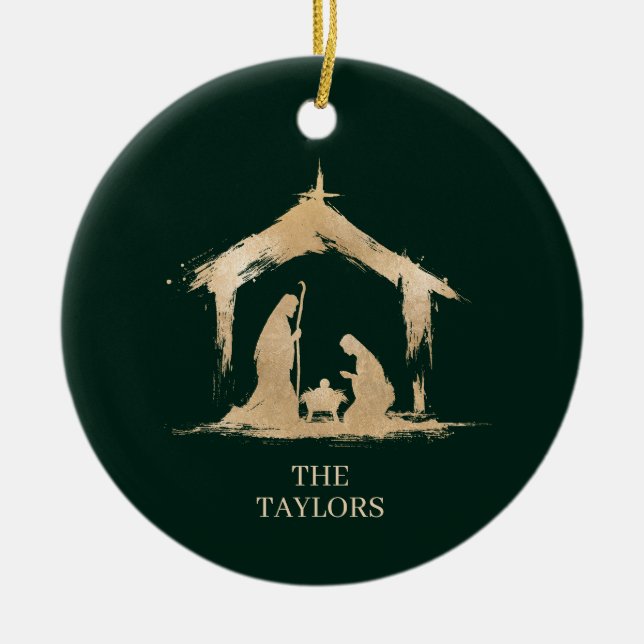 Ornamento De Cerâmica Foto da Cena Religiosa de Natal (Frente)