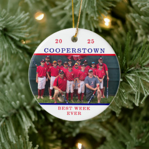 Ornamento De Cerâmica Foto da Cooperstown Baseball Team na Melhor Semana