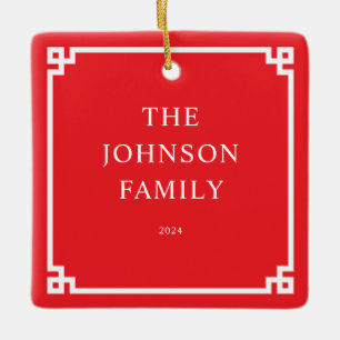 Ornamento De Cerâmica Foto da família de bordas chave grega vermelha bra