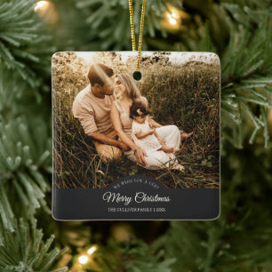 Ornamento De Cerâmica Foto da família de Natal muito feliz