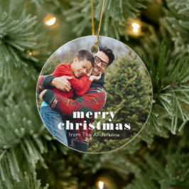 Ornamento De Cerâmica Foto da Família Feliz Natal 