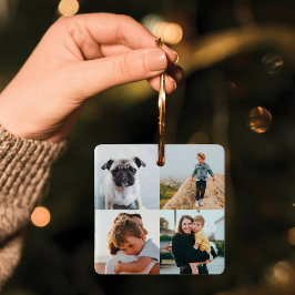 Ornamento De Cerâmica Foto da família mínima de colagem de oito fotos qu