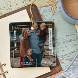 Ornamento De Cerâmica Foto da Família Moderna Editora Viagem Keepsasaame<br><div class="desc">Tem uma viagem especial, aventura familiar ou destino memorável de viagem que você embarcou? Nosso ornamento memorável de manutenção de viagem de fotos da família é perfeito para capturar sua viagem especial e exibi-la em sua árvore para sempre lembrar. Design moderno e mínimo com tipografia ousada faz uma memorável viagem...</div>